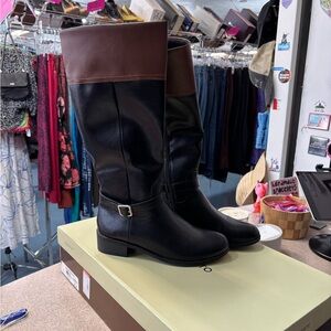 Franco Sarto Black and Brown Riding Boots